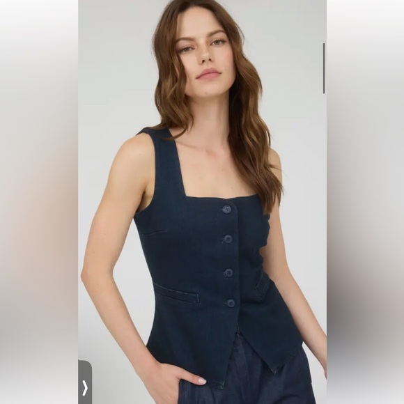 Nordstrom Tops - Nordstrom Navy Square-Neck Button Front Vest Tank